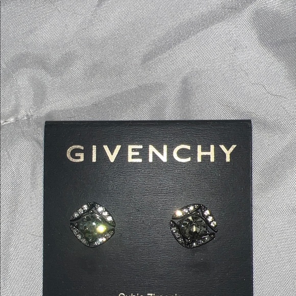 Givenchy Jewelry - Givenchy Black Crystal Square Stud Earrings